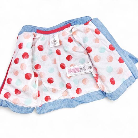 Disney Baby Quilted Denim Bomber Jacket Minnie Mouse Buttons 3D Blue Ruffle 3-6M - Picture 4 of 10